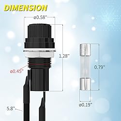 Joinfworld Panel Mount Fuse Holder 5x20mm 12V DC