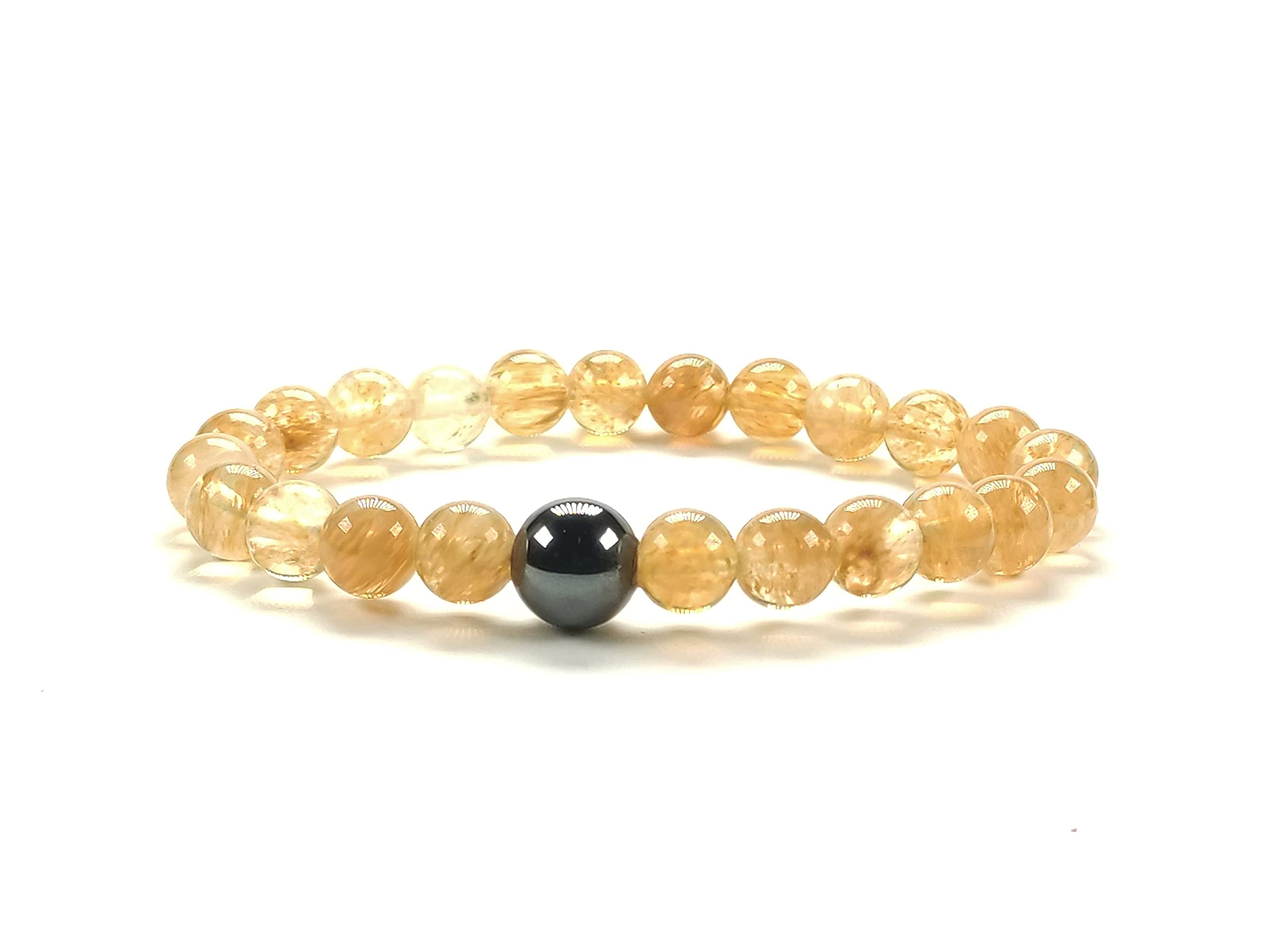 ZILALI Crystal Gemstone Beaded Bracelet, Natural 8mm Stone Bracelet for Women or Men Reiki Chakra Crystal Healing Bracelet for Gift Natural Citrine