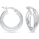 LeCalla 925 Sterling Silver Small Earring Hoops for Women | Lightweight Small Beaded Round Hoop Earrings | Twisted Classic Beads Ball Hoops Earring