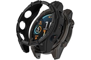 Miimall Rugged Case for Garmin Fenix 8 51mm Smartwatch Cover,All-Round Shockproof Protective Cover,Transparency TPU Cover for