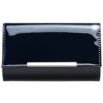Caspar TA515 elegante Damen Metallic Lack Clutch Tasche Abendtasche mit langer Kette