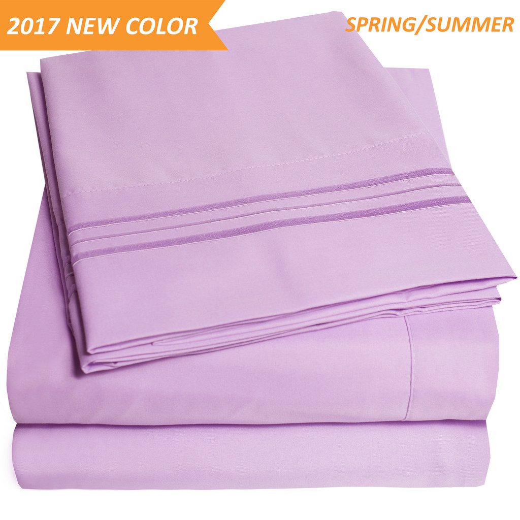 1500 Supreme Collection Extra Soft Queen Sheets Set, Lilac Luxury Bed