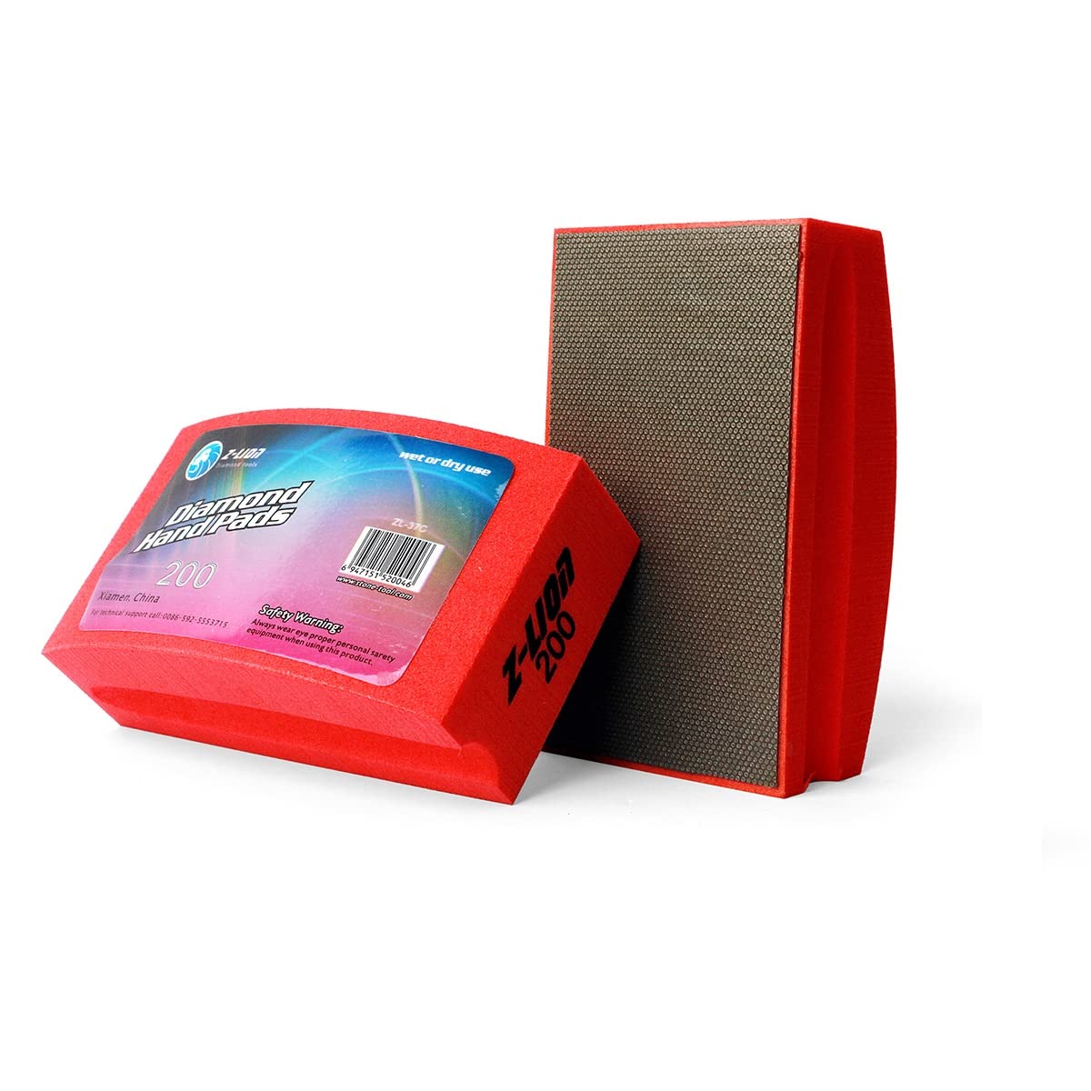 Boxonly Electroplated Diamond Sanding Blocks 200 Grits Arc Shape Back Polishing Grinding Hand Pads Block for Granite Marble Glass Stone