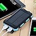 F.Dorla 20000mAh Power Bank Solar Charger Waterproof Portable External Battery USB Charger Built in LED light with Compass for iPad iPhone Android cellphones, 9 Colors Avaliable (Black+Blue)