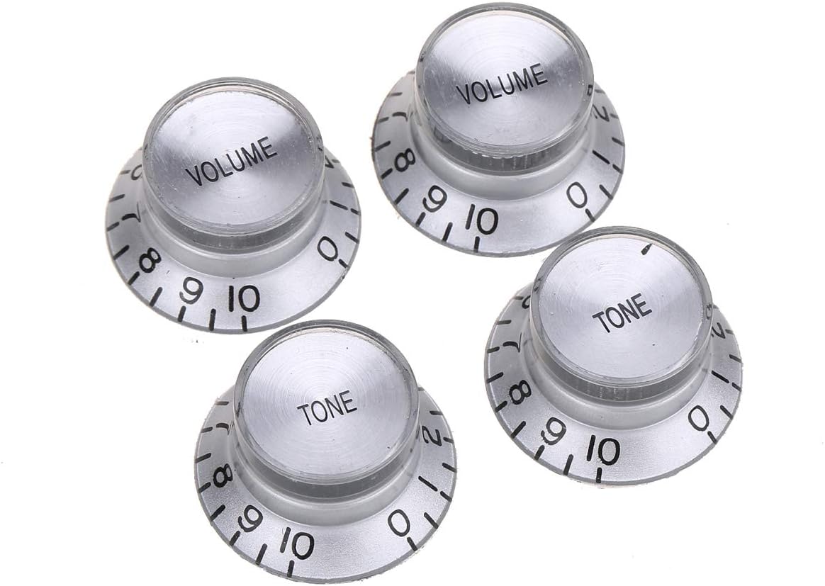 Musiclily Pro Imperial Inch Size Guitar Top Hat Bell 2 Volume 2 Tone Reflector Knobs Set Compatible with USA Made Les Paul SG Style