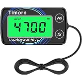 Timorn Small Engine Tachometer, Digital Tachometer for Small Engine | Waterproof RPM Meter &amp; Hour Meter for Lawn Mower, Chainsaw, Dirt Bike, ATV, Generator, Motorcycle, Maintenance Tracking Tool