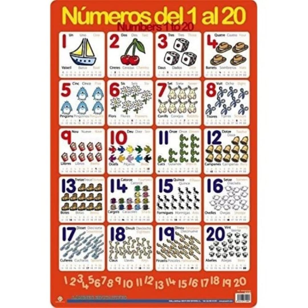 Grupo Erik editores Lamina Educa TIVA Catalan Numbers from 1 to 20