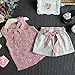 TIFENNY Baby Girls Floral Bowknot Vest T-Shirt+Shorts Outfits Clothes Set (2/3T, Pink)