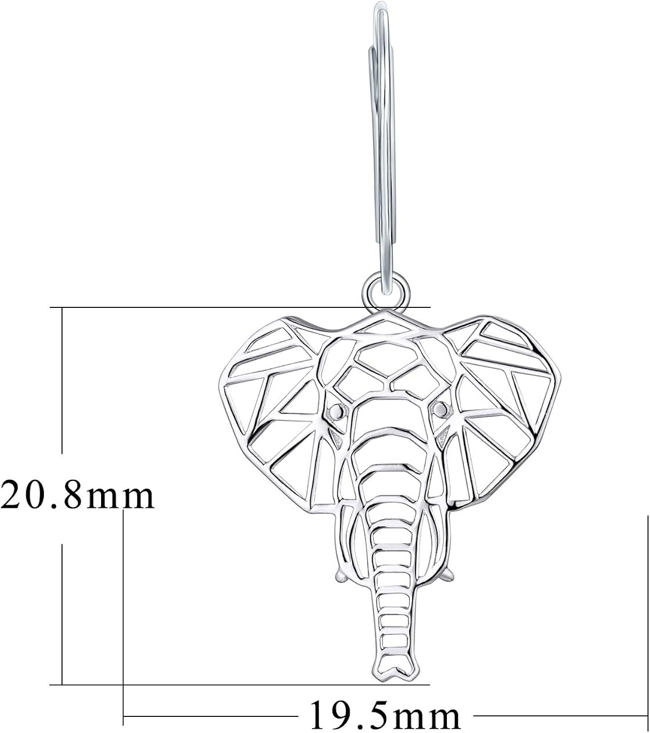 JO WISDOM Elephant Earrings,925 Sterling Silver Animal Leverback Dangle & Drop Earrings with White Gold Plated,Jewelry for Women - Image 3