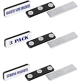 Magnetic Badge Holder 3 Pack for Classroom Students, Office Workers - Reusable Strong ID Badges with 3M Adhesive Backing for Clothes, Uniforms, Shirts - Magnet Name Tags - Name Tag Back Plates, 3 Sets