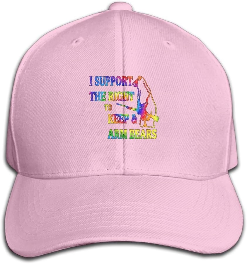 Funny Support The RIght To Keep & Arm Bears Adjustable Baseball Caps Unstructured Dad Hat 100% Cotton Black