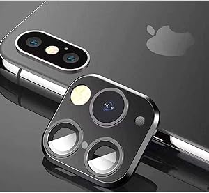 Svyaxfa Modified Camera Lens Seconds Change Cover for iPhone X/XS/XS/MAX Sticker Fake Camera for iPhone 11 Pro Max Metal Protector Change to iPhone pro/Max (Black Metal)