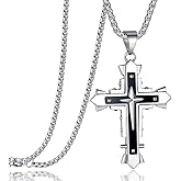 Rehoboth Stylish Holy Stainless Steel Cross Pendant Necklace for Women Men 24" Chain