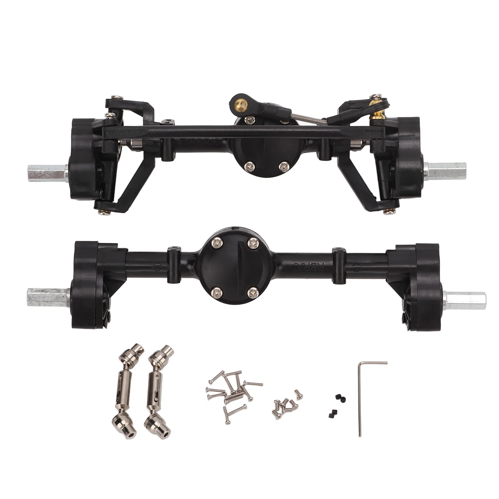 RC Front Axle,Aluminum Alloy RC Crawler Front and Rear Axle Assembly RC Upgrade Accessory for C14 C24 1/16 RC Vehicle Rc Car Model Accessory