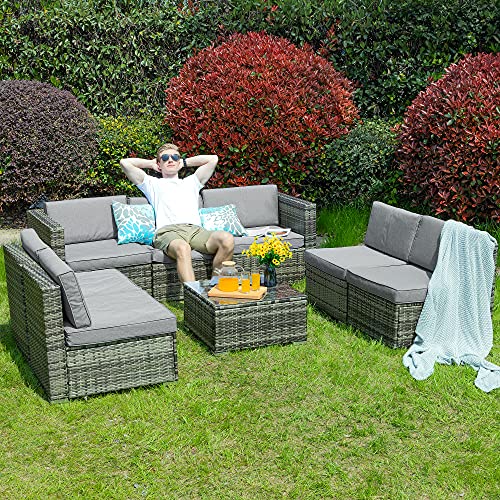 YITAHOME 8 Piece Outdoor Patio Furniture Sets, Garden Conversation