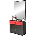Artist hand Wall Mount Salon Station Barber Stations Styling Station with Vanity Mirror Barber Beauty Spa Salon Equipment(Black/red)