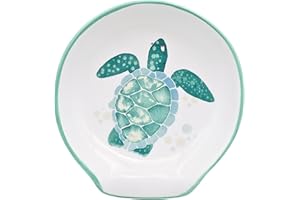 WOOBUD Turtle Spoon Rest - Coastal Ocean Nautical Decor, Teal Kitchen Accessories and Decor Turquoise Kitchen, Hawaiian Beach Themed Kitchen Decor for Stove Top Counter, Cute Sea Turtle July 4th Gifts
