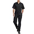 TopTie Men's Short-Sleeve Work Coverall Lightweight with Elastic Waist