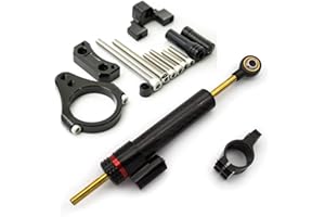 NICEDOLL Fiber Carbon Steering Damper Stabilizer w. Aluminum Bracket Mounting Kit 50mm Clamp Fit For G-booster Scooter