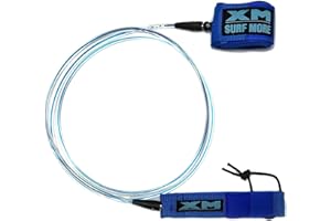 XM SURF MORE CORE Surfboard Leash 6ft., Color at The Core, Regular Cord Thickness (.270 in.), Choose Length and Color, Key Pocket, Unbreakable Swivels, Detachable Railsaver, Made in USA