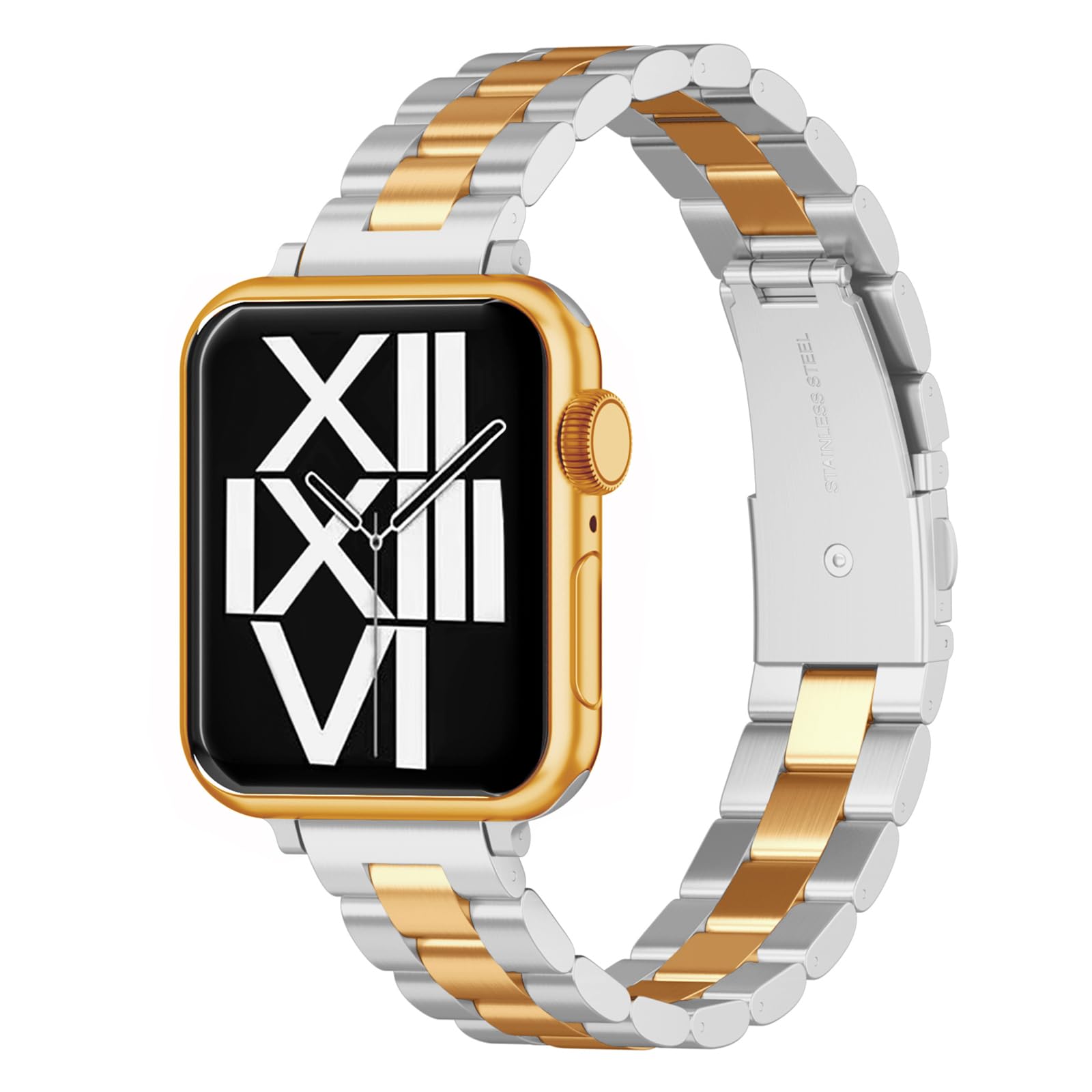 ARTCHE Slim Watch Strap for Apple Watch Strap 42mm 41mm 40mm 38mm, Compatible with iwatch Straps Series 11/10/9/8/7/6/SE/5/4/3/2/1, Lady Thin Stainless Steel Band for Women Female, Silver & Gold