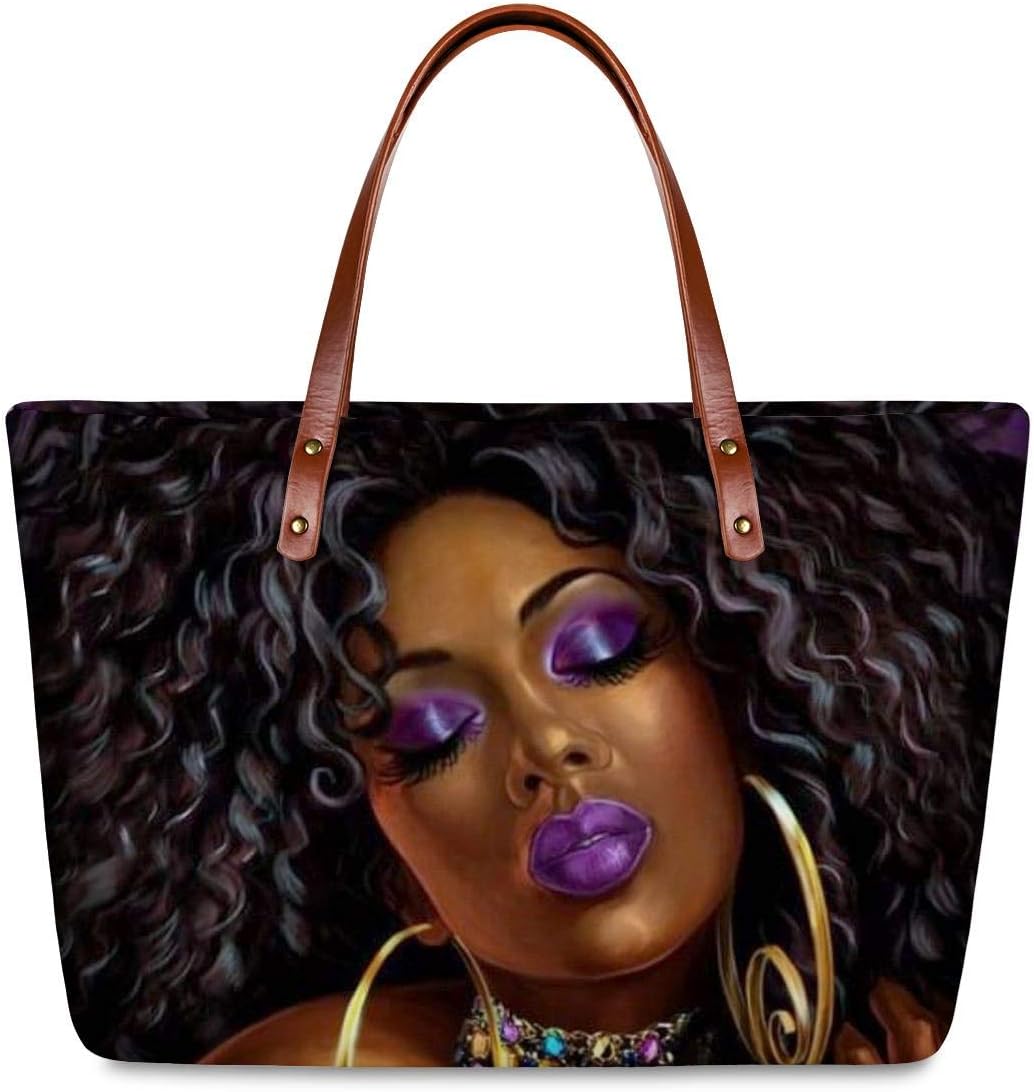 FANCOSAN African American Black Art Theme Womens Handbags Teenager Girls Canvas Shoulder Bag Fashion Beach Bag Sac