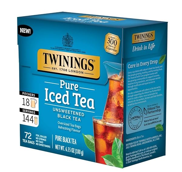 TWININGS PURE BLACK ICED TEA BAGS, 72 CT