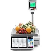 Bonvoisin Label Printing Scale 33lbs Capacity, Price Computing Scale with Label Printer Barcode Scale Deli Scale for Supermarket and Shop