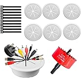 TV Cord Hider for Wall Mounted TV, 2-3/8"(60mm Hole) in-Wall Cable Management Kit, 6PCS Wall Cord Pass Throughs,1 Hole Saw Dr