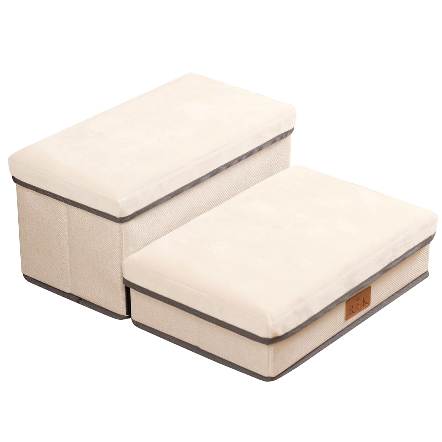 RK ペットステップ ドッグステップ ペット ステップ 階段 犬の階段 2段 タイプ 収納ボックス 組立 折りたたみ コンパクト 軽量 踏み台 スロープ 国内検品済 バニラアイボリー商品画像