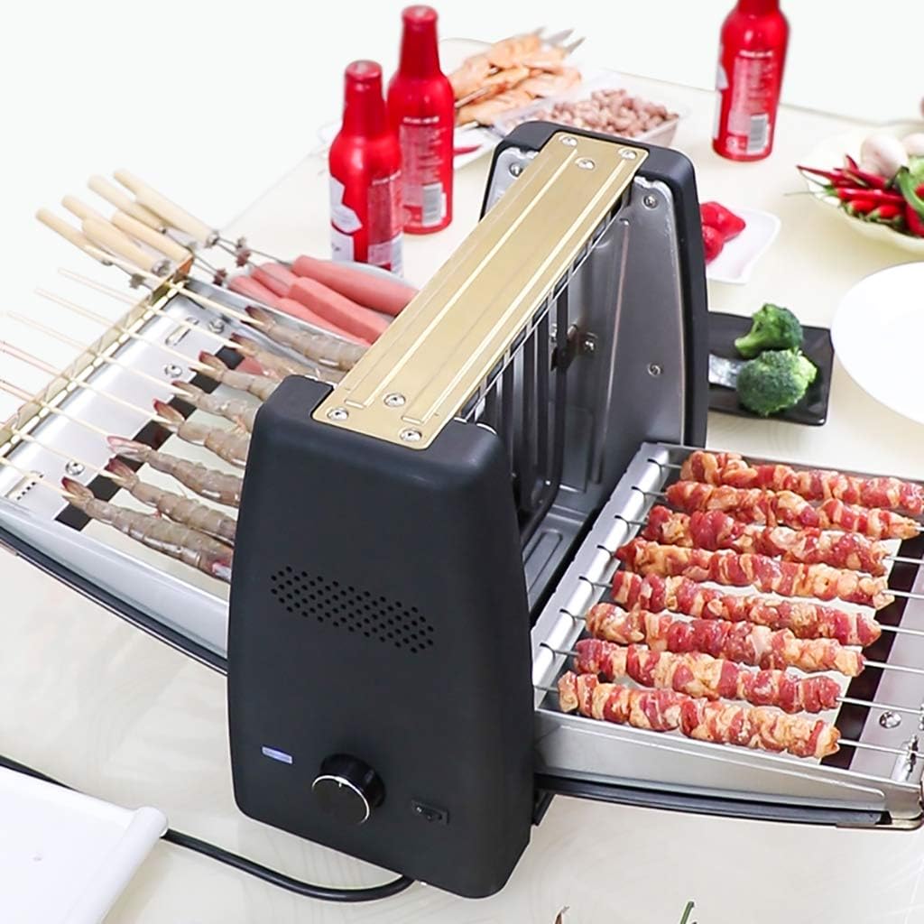 review Automatic Rotating Smokeless Electric Grill, Temperature Control, Side Door Opening, Easy to Clean, 1200W