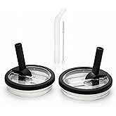 2-Pack 40 oz Replacement Straw Lids for Stanley Quencher – Leakproof Tumbler Lids with 2 Straws & Cleaning Brush, BPA-Free, Compatible with Stanley 40oz Cups (Black)
