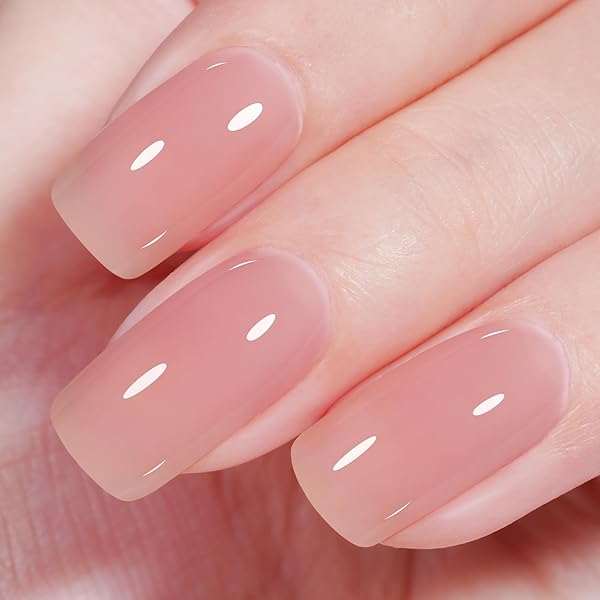 Amazon.com : AILLSA Nude Gel Polish Natural Pink Jelly Gel
