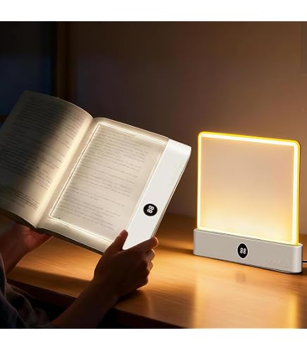 Book Light, Rechargeable Clear LED Flat Book Lights for Reading in Bed at Night with 3 Colors & Timer, Dimmable Panel Plate Book Lamp Full Page Light Book Light, Rechargeable Clear LED Flat Book Lights for Reading in Bed at Night with 3 Colors & Timer, Dimmable Panel Plate Book Lamp Full Page Light