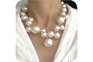 YANCHUN Pearl Necklaces for Women Chunky Pearl Necklace Big Pearl Necklace Statement Necklace Trendy Wedding Party Prom Jewelry for Birde Bridesmaid Accessories