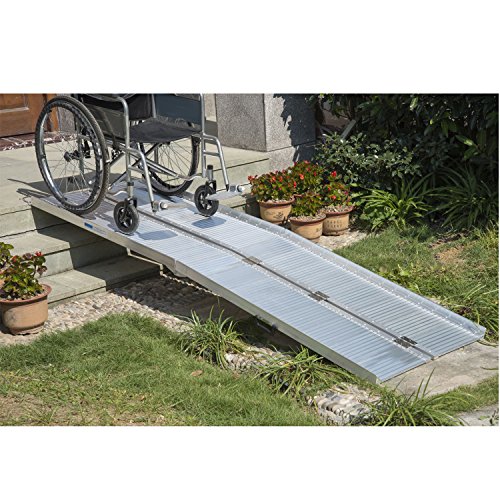 Heavens Tvcz Handicap Ramp Safety Folding 10' Aluminum Wheelchair Elderly, People, Scooter Bikes Motorcycles Threshold Portable Mobility Non-Slip Large Bearing Capacity Professional Easy Use Set-up