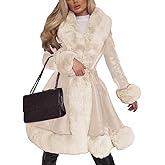 Aurgelmir Women's Faux Leather Jacket Coat Short/Long Parka Coat with Fur Collar Outwear