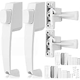 Novabright Storm and Screen Door Handle, White | Fits Doors 5/8 &ndash;1-1/4&rdquo; Thick, with Latch, Easy Installation, No Lock-out, Aluminum Finish, Modern