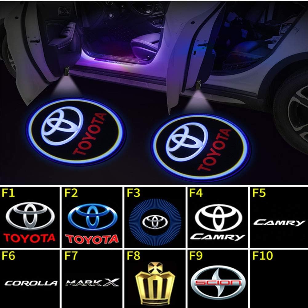 LALAWO 4pcs Entry Lighting Car Logo Projector For Toyota Series Universal Wireless Magnetic Sensor Shadow Marker Car Doors Lighting Packages Ambient Light Illuminated Entry (Color : F8)