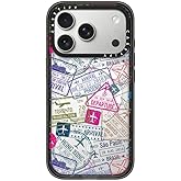 CASETiFY Impact iPhone 17 Pro Case [Slim/Compatible with Magsafe / 8.2 ft. 4X Military Grade Drop Protection] - Travel Stamps - Clear Black