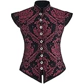 CosplayDiy Mens Tudor Vest Victorian Suit Vest Tudor Jerkin Gothic Steampunk Waistcoat