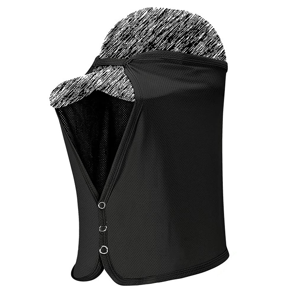 Unisex Sun Protection Neck Shade Mesh Cap Drape Elastic Cooling Face Covering, Black, One size