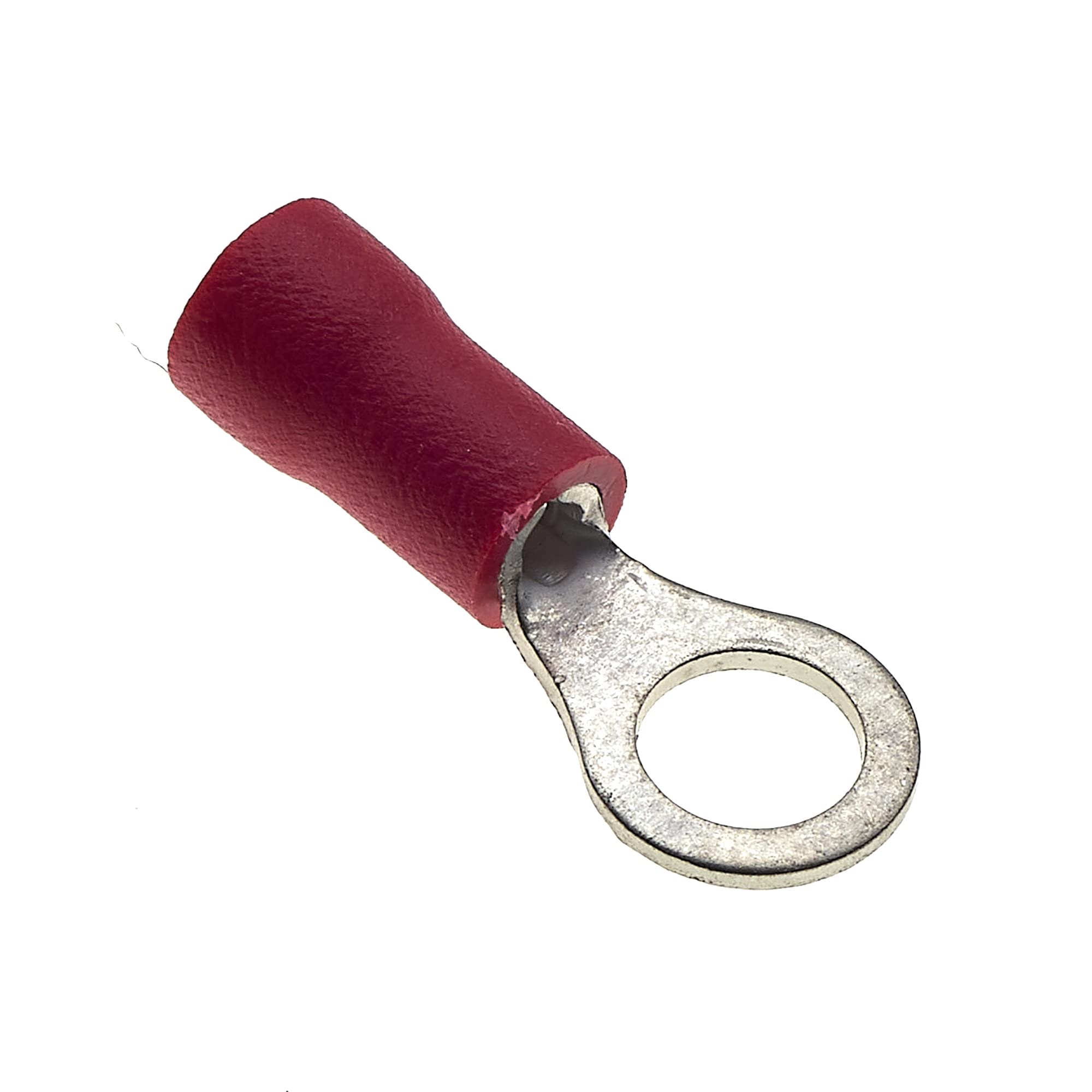 Ring Crimp Terminals - Pack of 100, Red, 5mm, 25A, 22-16 AWG - Heat Shrink Wire Connectors, Tinned Copper Terminals, Insulated Ring Terminals