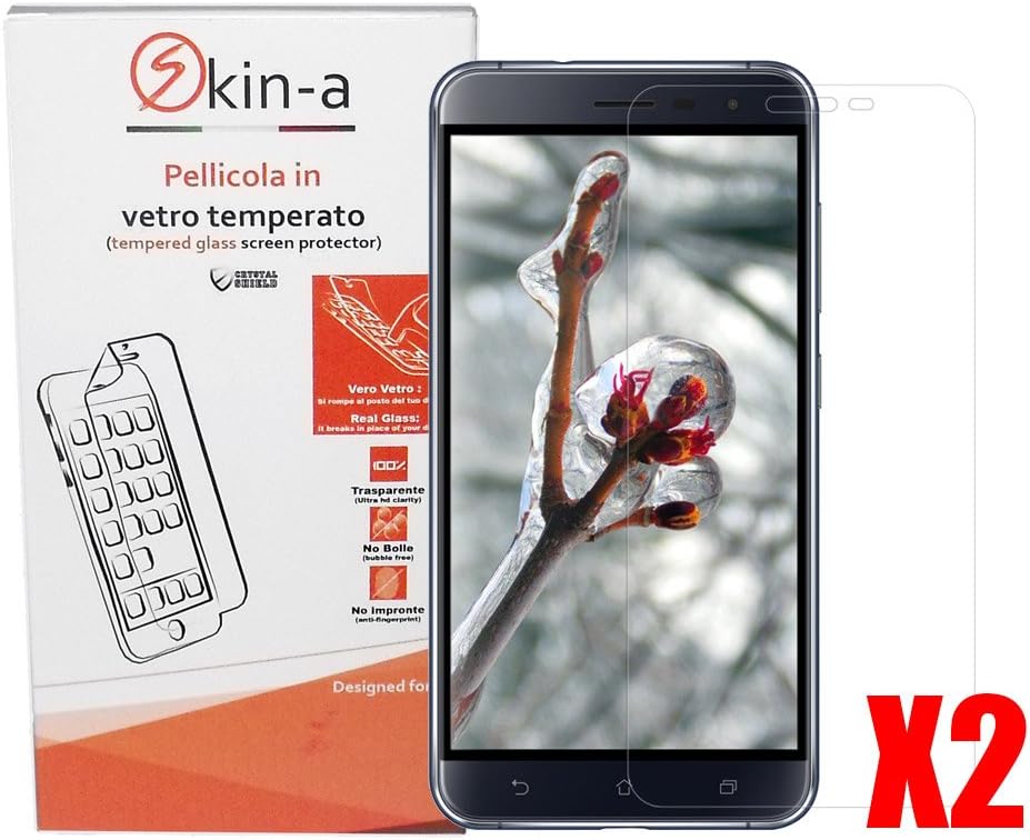 [x2 Pack] skin-a ® Tempered Glass Screen Protector for Asus Zenfone 3 (ze552kl)