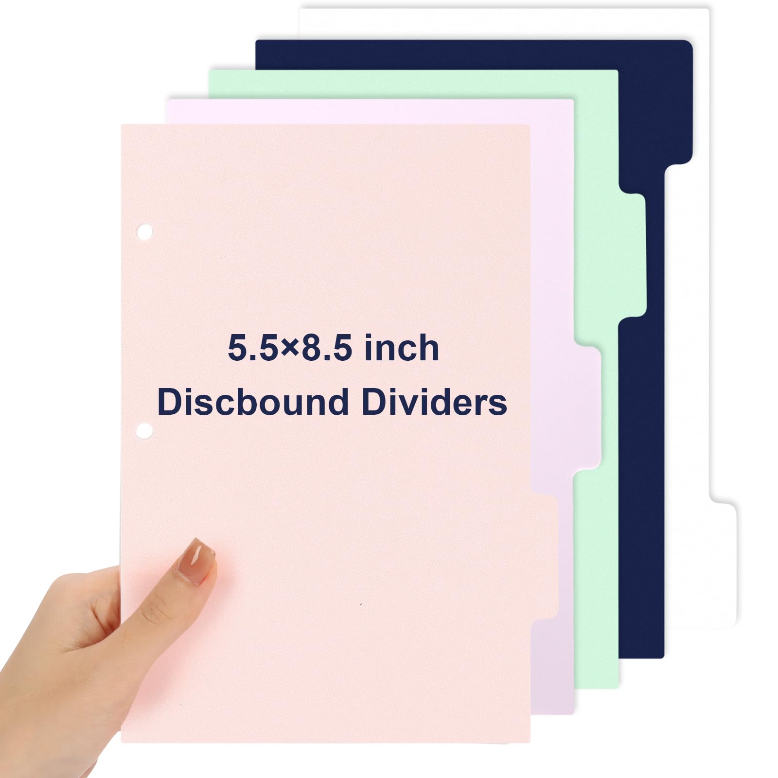 Photo 1 of (5.5 x 8.5 inch) 5 Tab 3 Hole Punch Dividers with Tabs Durable Mini Dividers Discbound Notebook-Junior Size 5 Color for Office Meeting