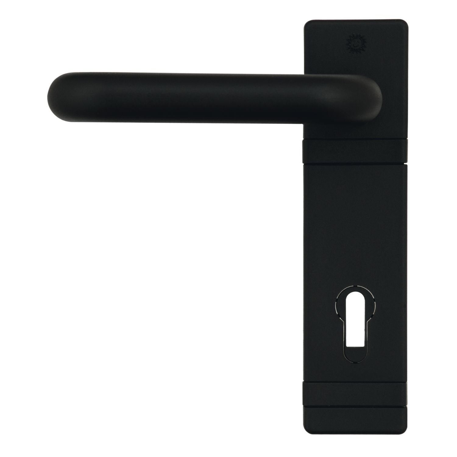 Domoferm Door Handle Set on Short Plate for fire Doors, Suitable for fire Doors T30, T60, T90, Distance PZ 72 mm (DIN), Black, Includes BB Insert and 1 Key