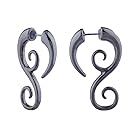 Lux Accessories Hematite Tone Swirl Gothic Front to Back Illusion Earring