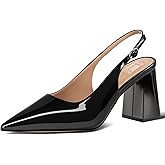 heelchic Chunky Heels for Women Pumps Closed Toe Slingback Block Heels Slip on Wedding Dressy Comfortable Shoes