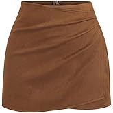 SweatyRocks Women's Wrap Low Waisted Mini Skirt Casual Ruched Asymmetrical Business Skirts
