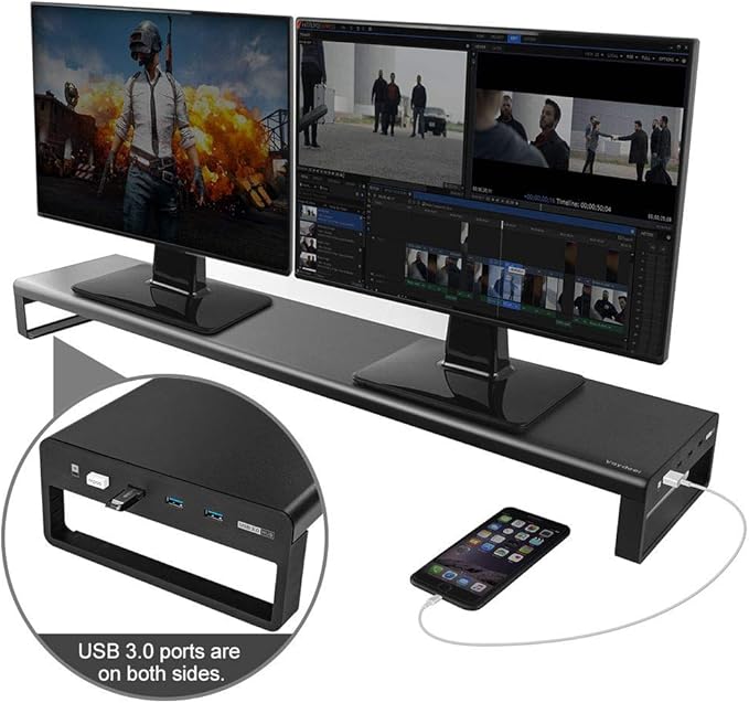 Dual Monitor Stand Riser with 8 USB 3.0 Hub Ports Amazon.co.uk